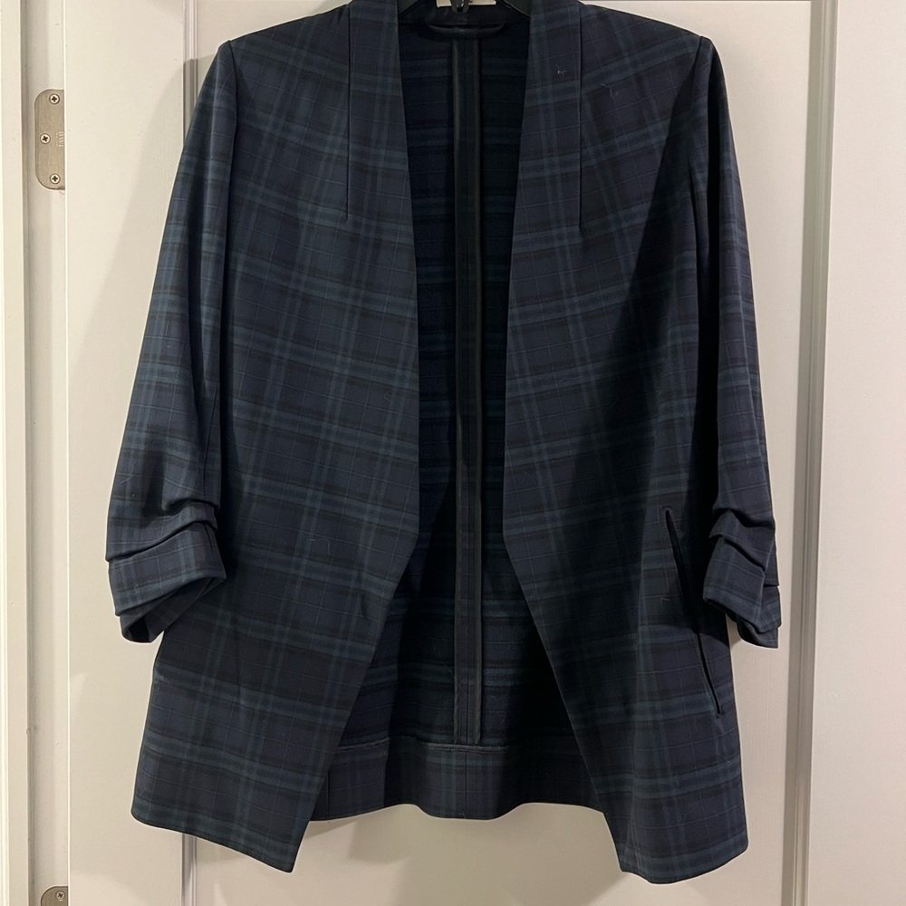 Aritzia Babaton Navy Plaid Blazer